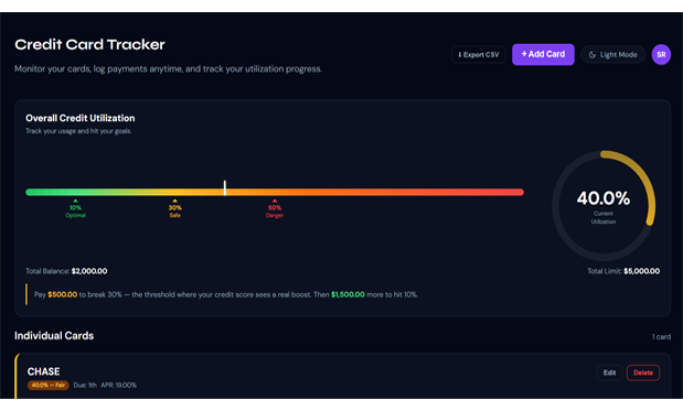 Credit Utilization Tracker